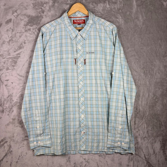 Simms Other - Simms Fishing Shirt Plaid Mens XXL Long Sleeve Roll Tab Green Blue Outdoor Top